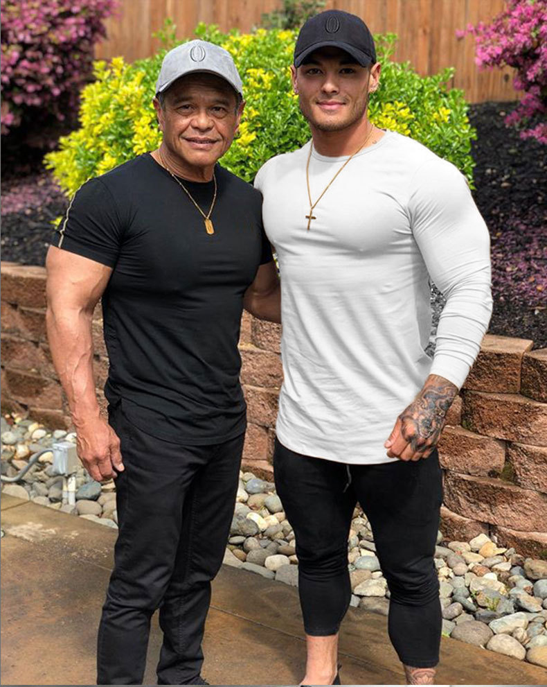 Fast Drying Sports Long Sleeved Men's Solid Color Fitness Shirt