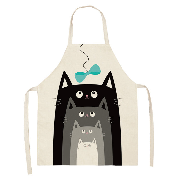 Title 15, Black and white cat pattern cooking overalls cu...