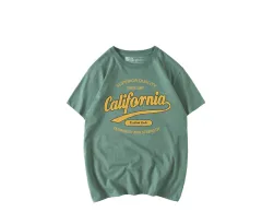 Alphabet Print Black T-shirt Women's Short Sleeve Small Pure Cotton - Green - View 1