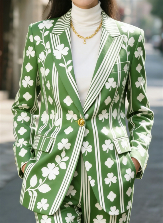 Plaid Lapel Slim-fit Long-sleeved Suit Jacket