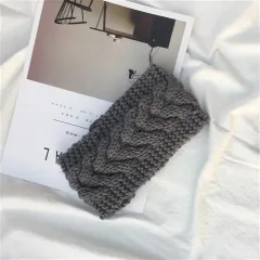 Cute Girly Knitted Wool Headband Hair Accessories Women - Dark Grey - View 1