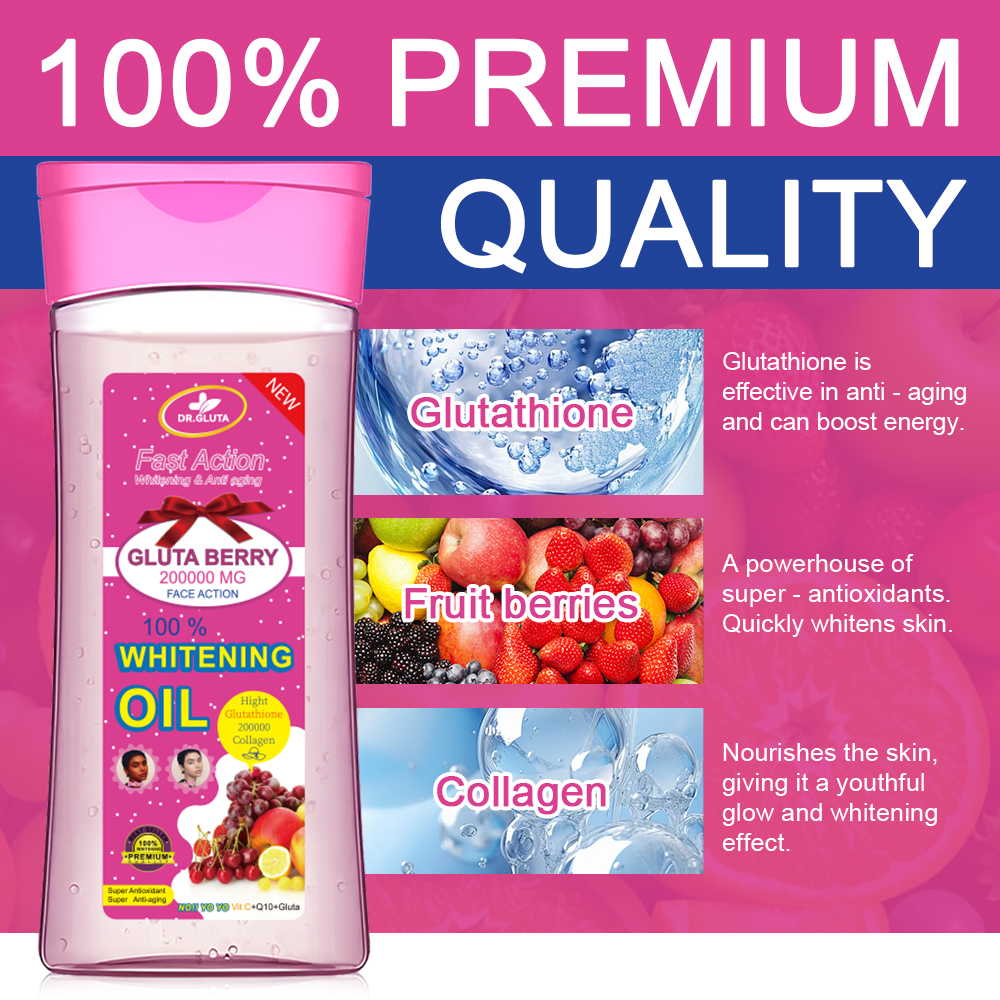 Glutathione Whitening Oil Fast Action Whitening & Anti Aging Body Oil Fruit Berry Collagen Skin Care 200ml — foto 6