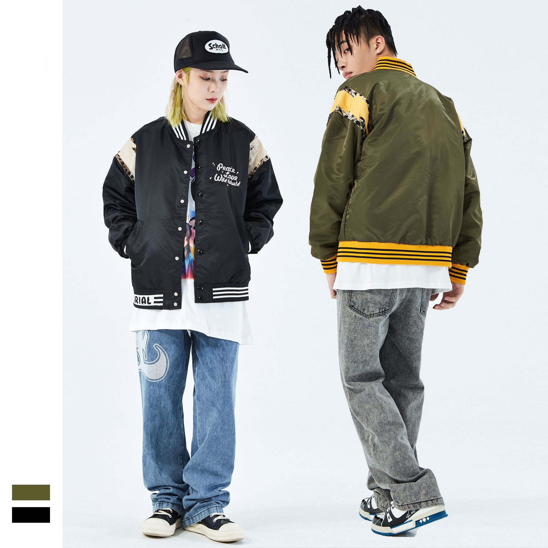 Men's Street Retro High Street Leopard Print Versatile Breasted Jacket