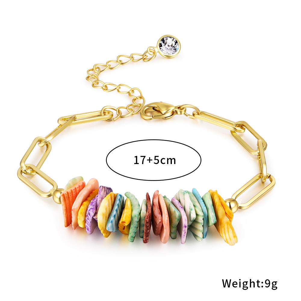 Summer Beach Colored Scallop Paperclip Bracelet