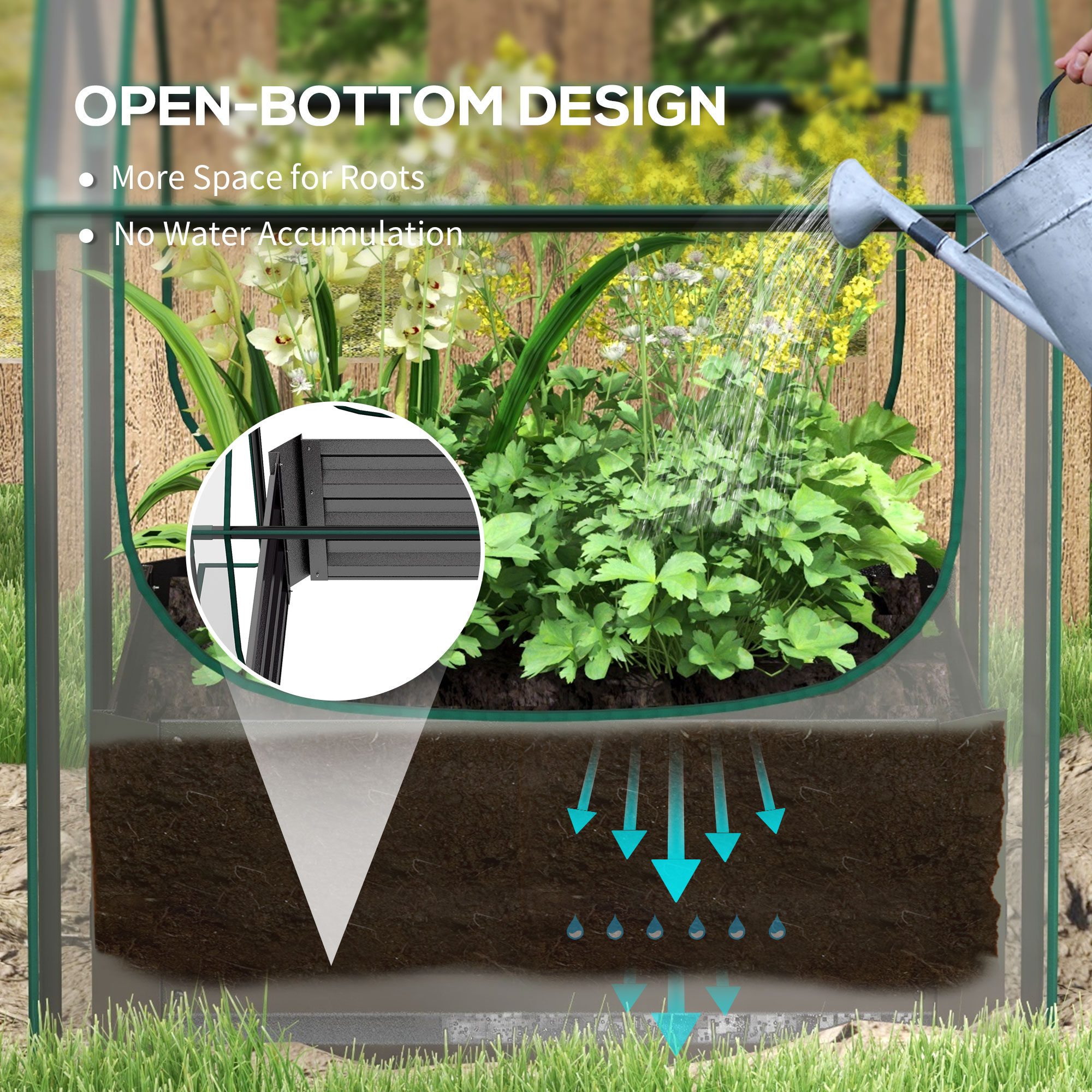 61 X 61cm Garden Planting Bed With Cover