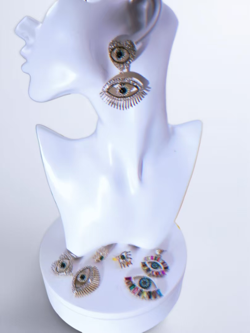 Divine Eye Gold-Tone Drop Earrings With Cubic Zirconia
