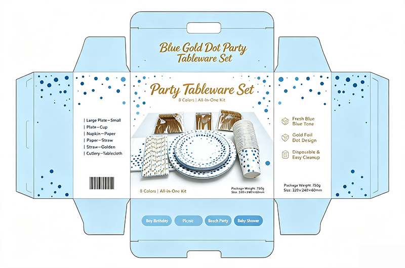 Disposable Gold Dot Party Tableware Set, Paper Plates Cups Napkins Straws Golden Cutlery Tablecloth, All In One Party Supplies For Birthday Baby Shower Wedding Picnic, 8 Colors Available - image 12