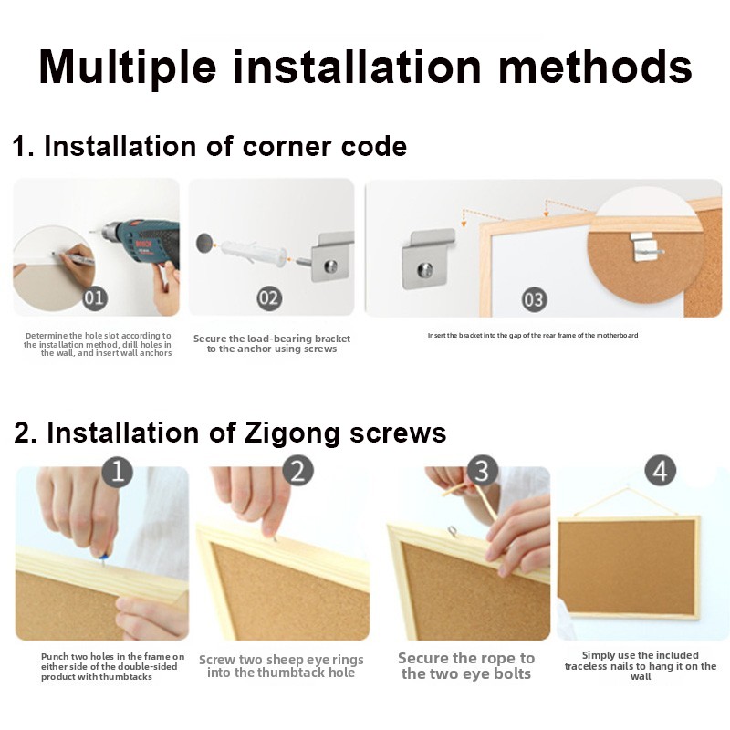 Magnetic Whiteboard And Cork Board Combo With White Wood Frame 60x40cm — image 7
