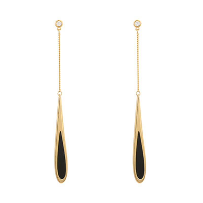 Women's Elegant Tassel Black Drop Earrings
