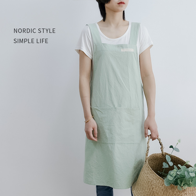 Title 10, Linen Jean Apron Simple Overclothes Kitchen Apron