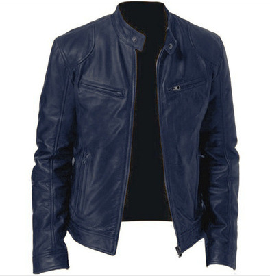 Stand-up Collar Slim Fit Leather Gentleman Zipper Cardigan Clothing Youth Handsome Jacket