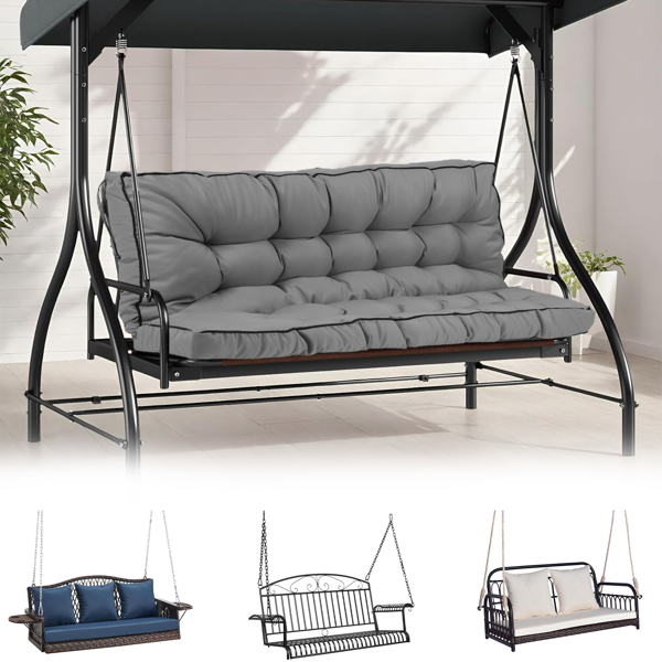 Outdoor Swing Cushions 55 Inch,Waterproof 4in Thick Porch Swing Cushion Replacement With Backrest And Ties,Comfortable 2-3 Seat Pation Swing Pad For Backyard,Garden,Lawn,Outdoor Furniture Light Grey — foto 5