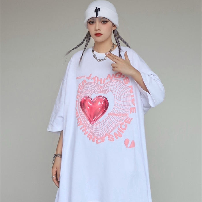 Tide Brand Love Printed Short-sleeved T-shirt Women
