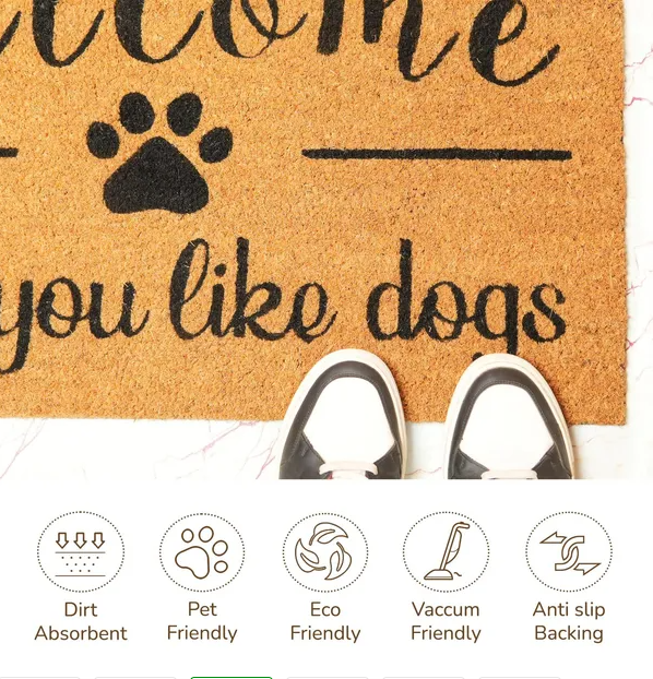 Coir Doormat Front Door Mat With Non Slip PVC Backing Printed Indoor Outdoor Mats For Home