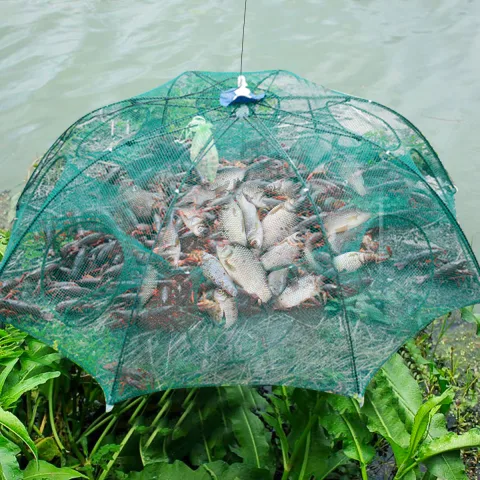Strengthened 4-20 Holes Automatic Fishing Net Shrimp Cage Nylon