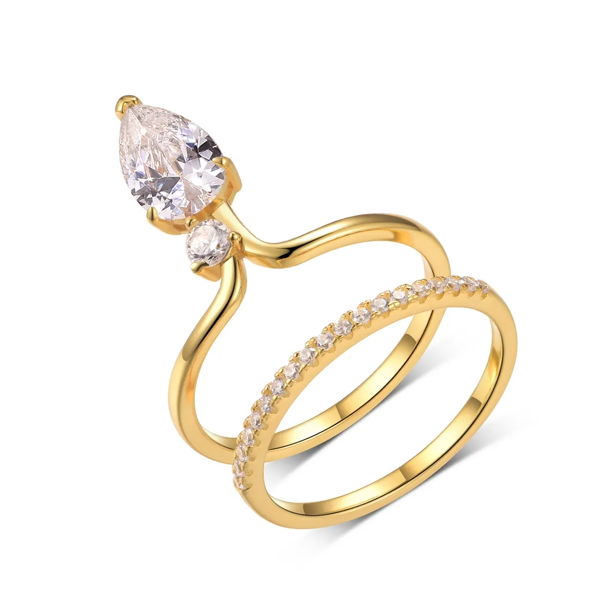 S925 Silver Gold Plated 6x9mm Pear Moissanite
