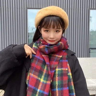 Women's Winter All match Long Shawl Red And Green Plaid - Shop at LoveMi