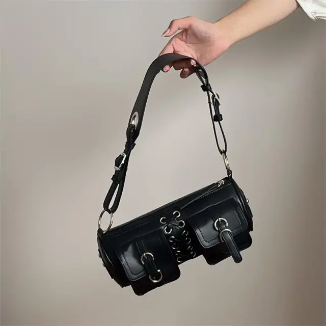 Binding Design Shoulder Versatile Messenger Bag Black - Shop at LoveMi
