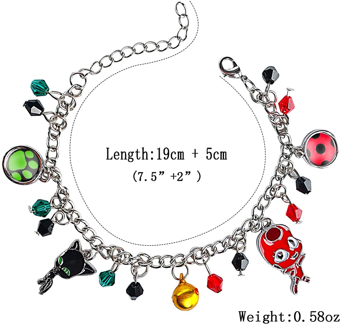 Ladybug-Superhero-Cat-Bracelet-Charm-Crystal-Bead-Bangle-Kids-Cosplay-Adjustable-Jewelry