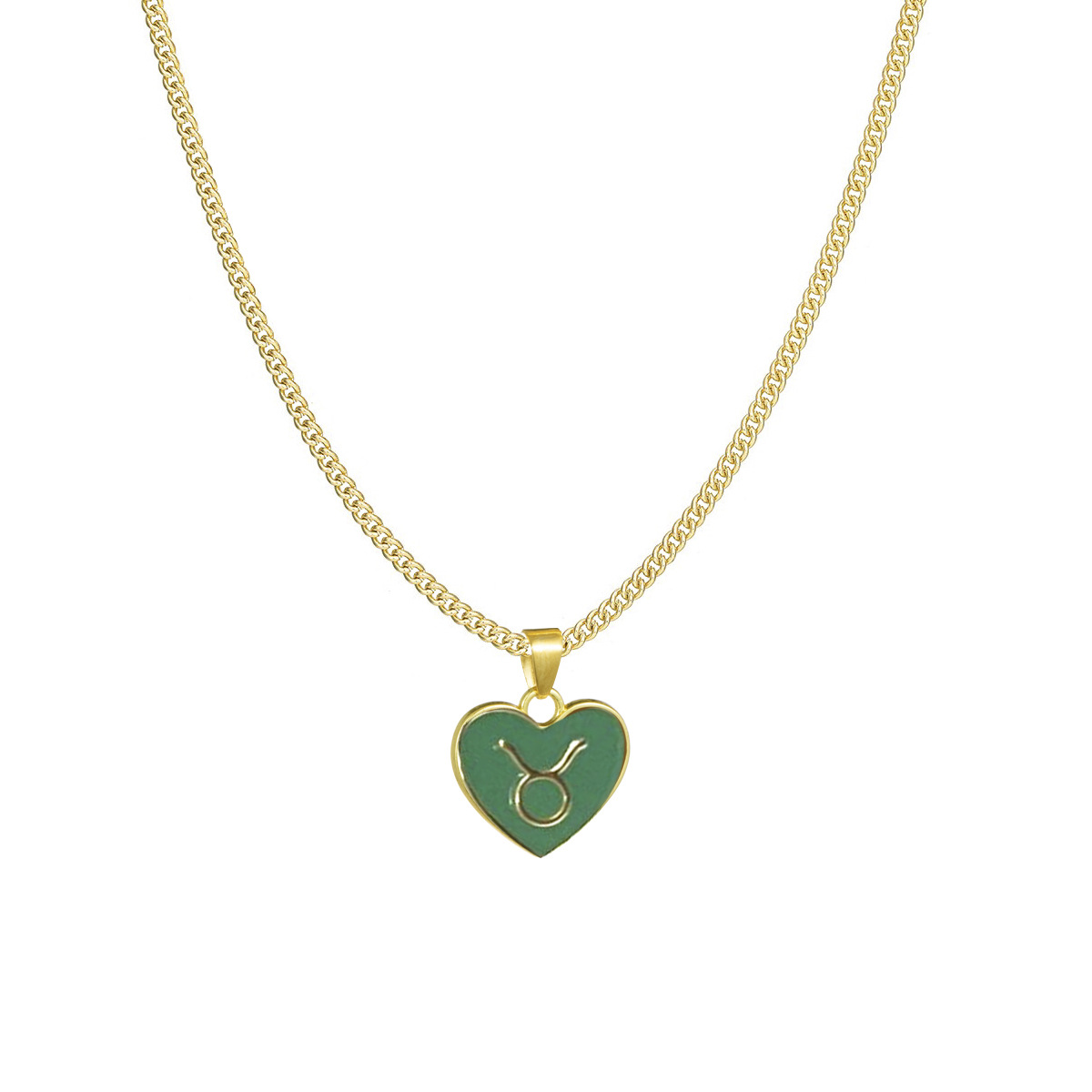 Fashion Color Zodiac Peach Heart Alloy Necklace