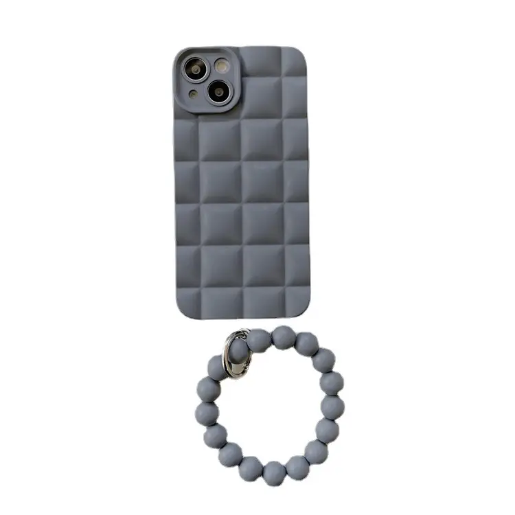 Ins Solid Color Frosty Grey Bracelet Mobile Phone Case Full Package