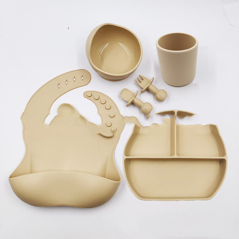 18b6924a 14d2 44fa a445 cec235b59f38 - Silicone Children's Cutlery Set Baby Food Supplement Plate