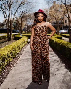 Women's Summer New Fashion Leopard Print Suspender Jumpsuit - Leopard Print - View 1