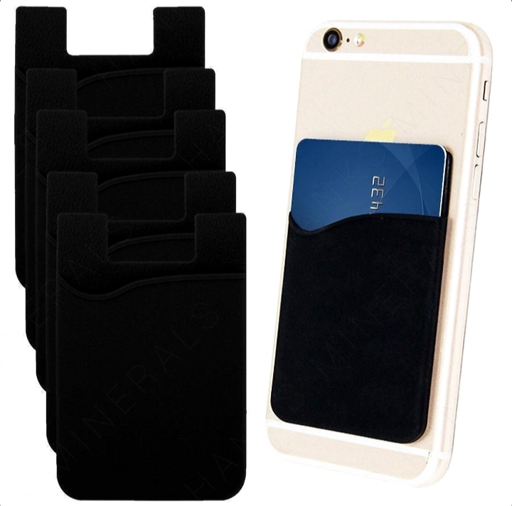5x Silicone Credit Card Holder Cell Phone Wallet Pocket Sticker Adhesive Black 10