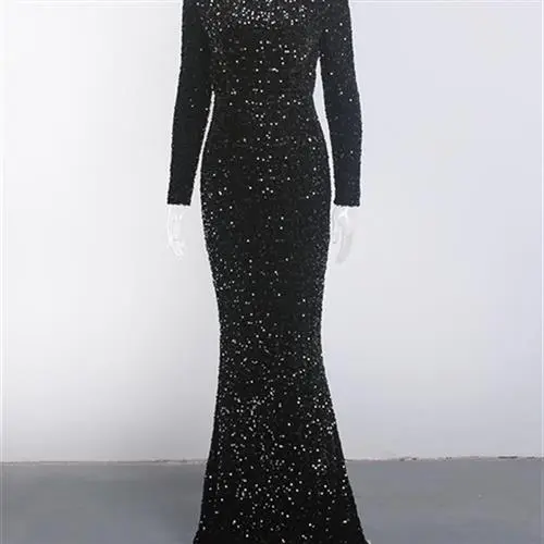 Women Modest Stretch Sequin Royal Blue Evening Prom Gown Party Black - Shop at LoveMi