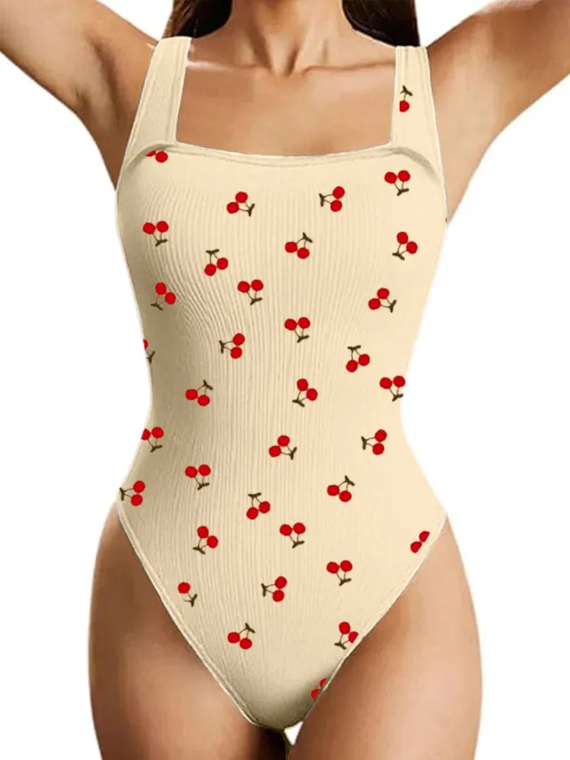 Women's One piece Set Sleeveless Square Neck Skinny Yoga Bodysuit, Women's Sportswear Clothing Cherry S - Shop at LoveMi