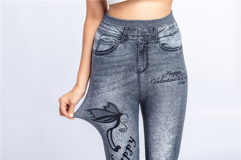 Title 9, Printed Imitation Denim Cropped Trousers, High ...