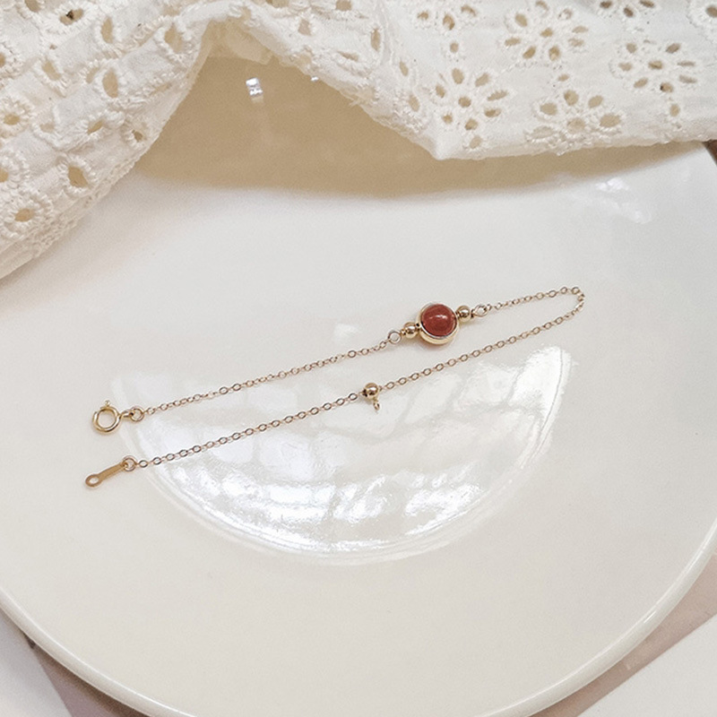 Women's Fashion Red Agate Double Crystal Bracelet