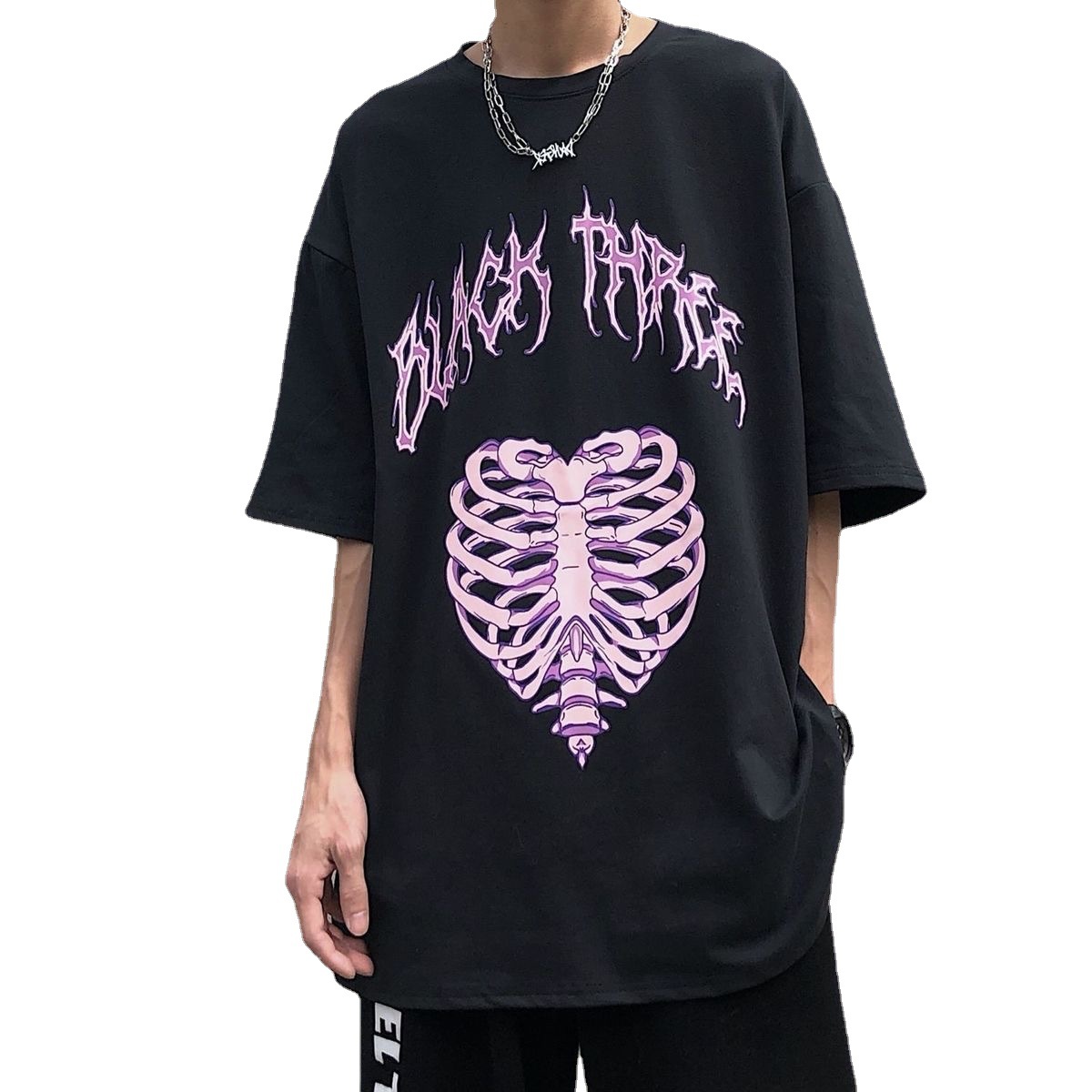 High Street Style Hip Hop Relaxed Youth Half Sleeve Top