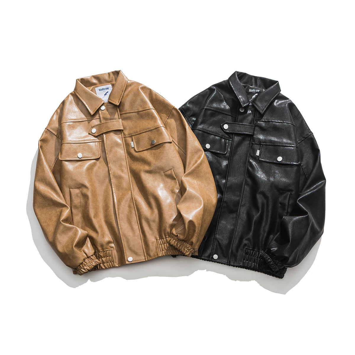 Pocket Vintage Leather Motorcycle Jacket - Image 9
