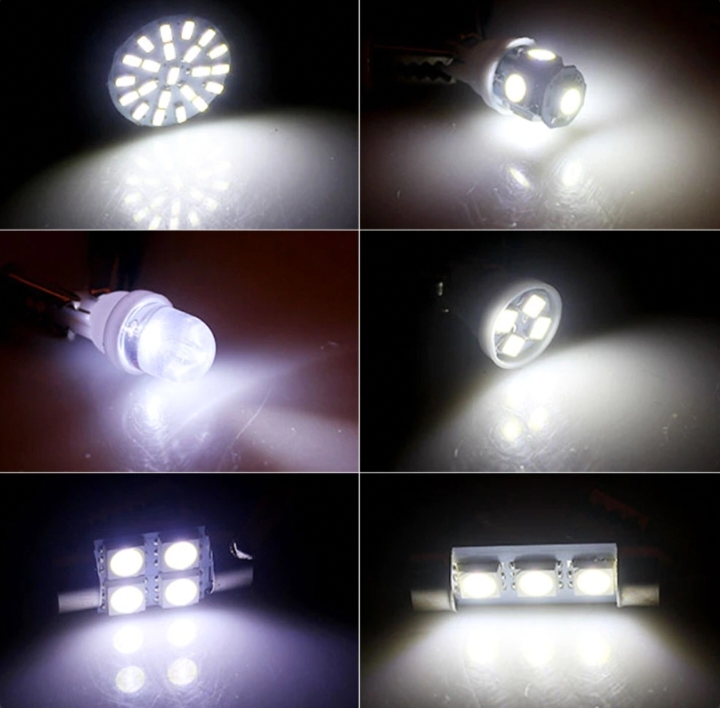 28pcs Car Interior White Combo LED Map Dome Door Trunk License Plate Light Bulbs thumbnail 4