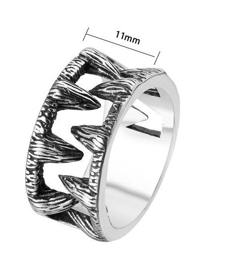 Title 2, Anillo de acero de titanio para hombre con dien...