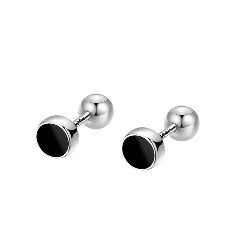 Full Silver Black Round Ear Screws
