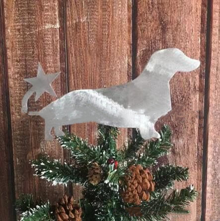 Metal Christmas Tree Dachshund Star Home Decoration