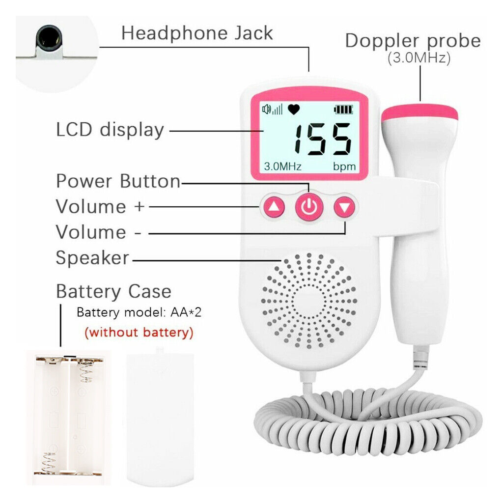 Fetal Doppler Detector Baby Heart Beat Rate Probe Prenatal Monitor Ultrasonic — image 4