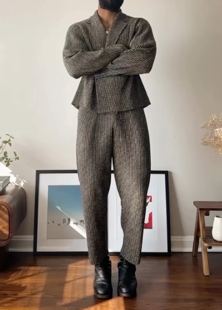 Men's Plaid Two-Piece Suit-Slim Fit Blazer And Trousers