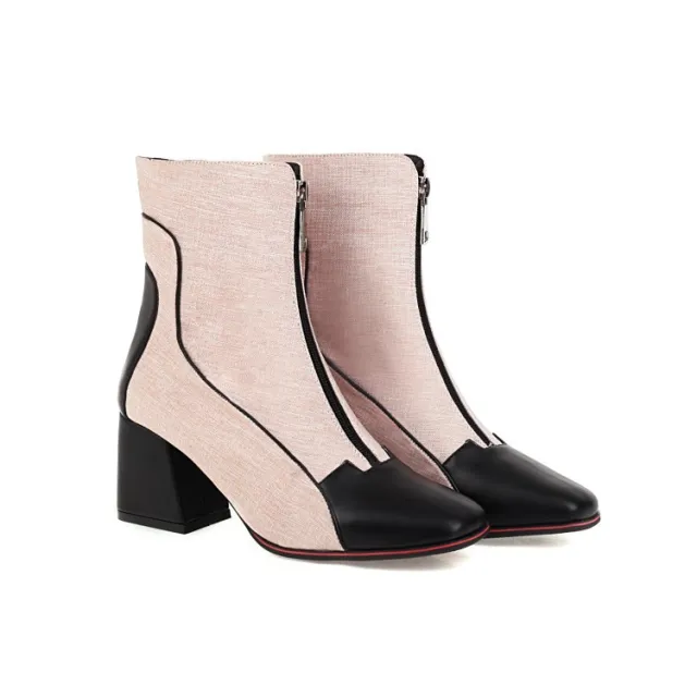 Thick Heel High Heel Ankle Boots Women's Boots Large Size Doc Martens Women's Shoes Pink - Shop at LoveMi