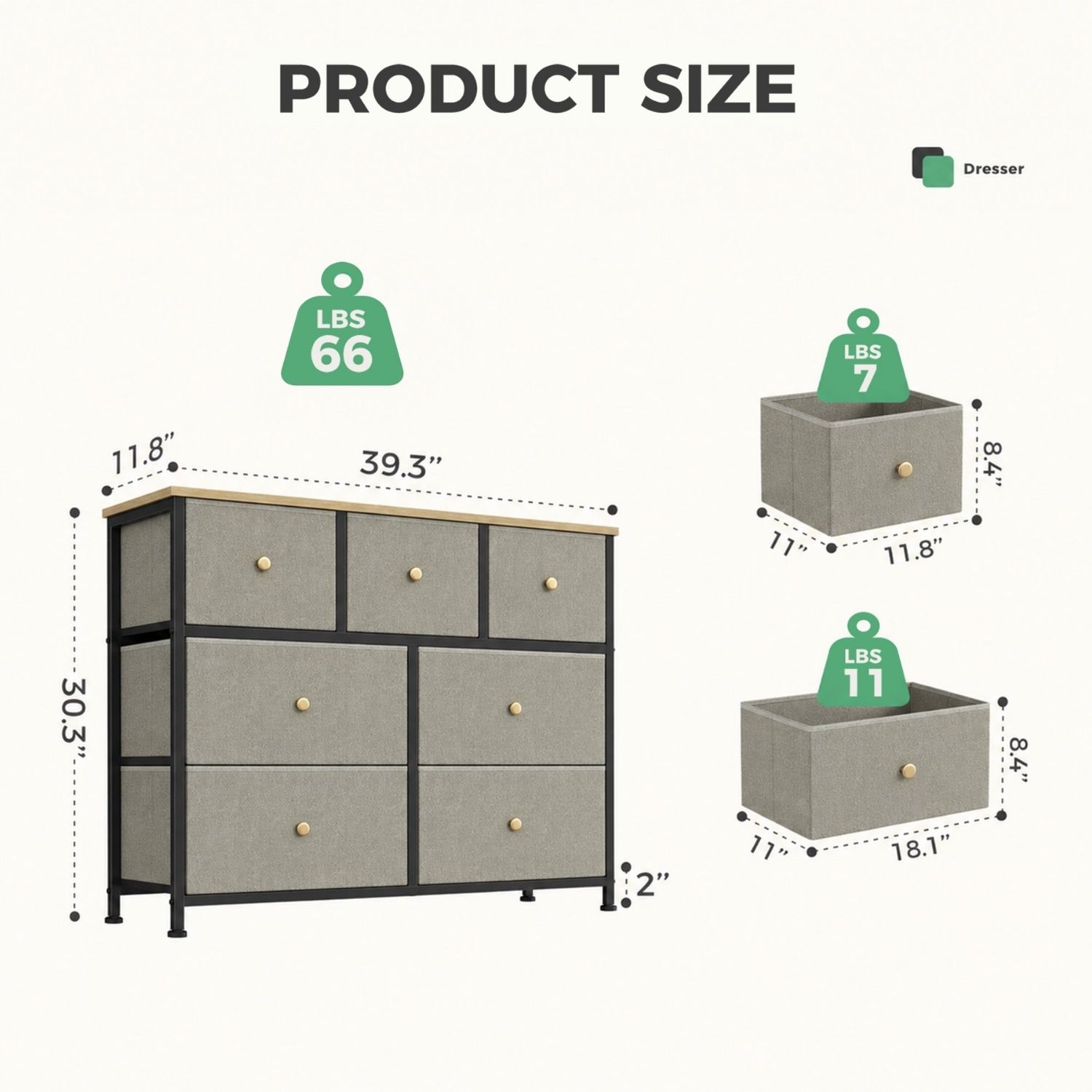 Fabric Dresser For Bedroom, Chest Of Drawers Organizer Storage Cabinet For Closet And Entryway image 9