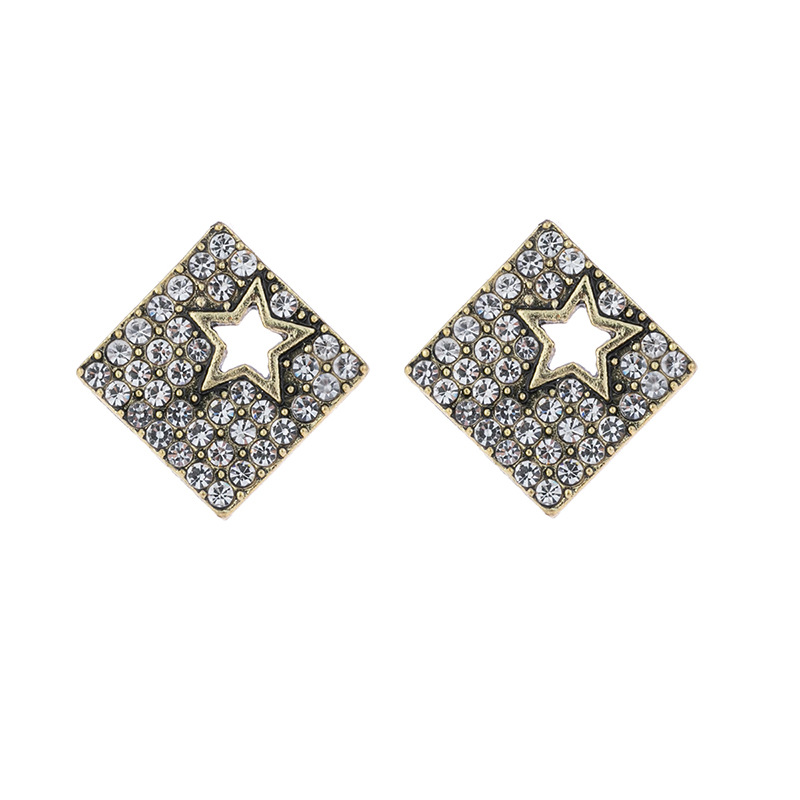 New Jewelry Wholesale Retro Golden Geometric Stud Earrings