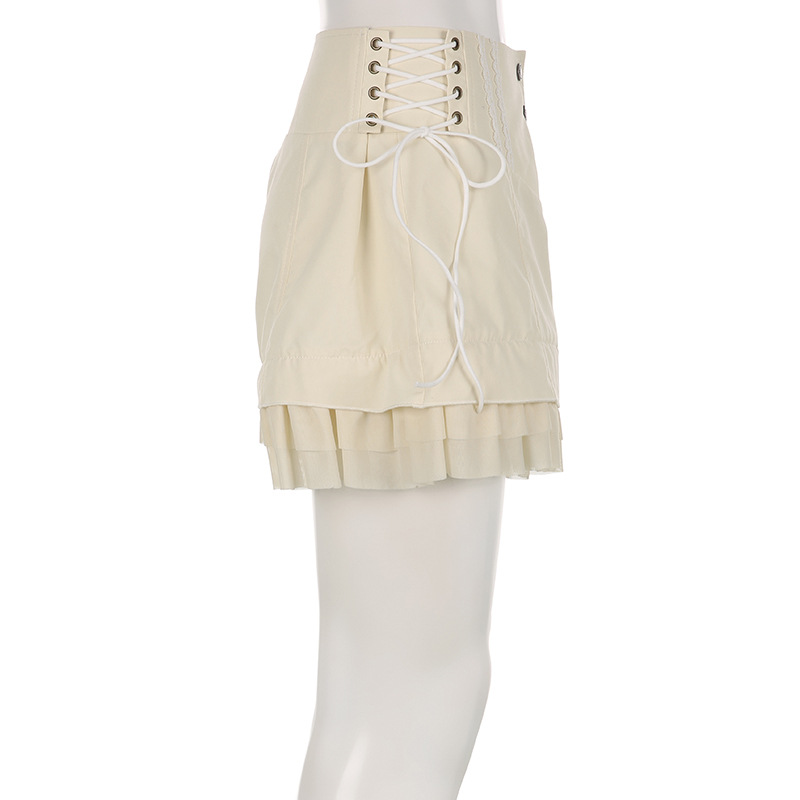 Ruffled Stitching Tied Women’s High Waist Loose Shorts
