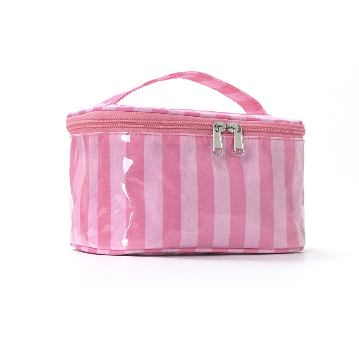 Makeup Bag With High Beauty Value And Large Capacity Cosmetics Storage Box - Red And Pink Stripes