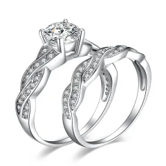 Women's Fashion Plating Couple Women's Ring Set - Silver - View 1