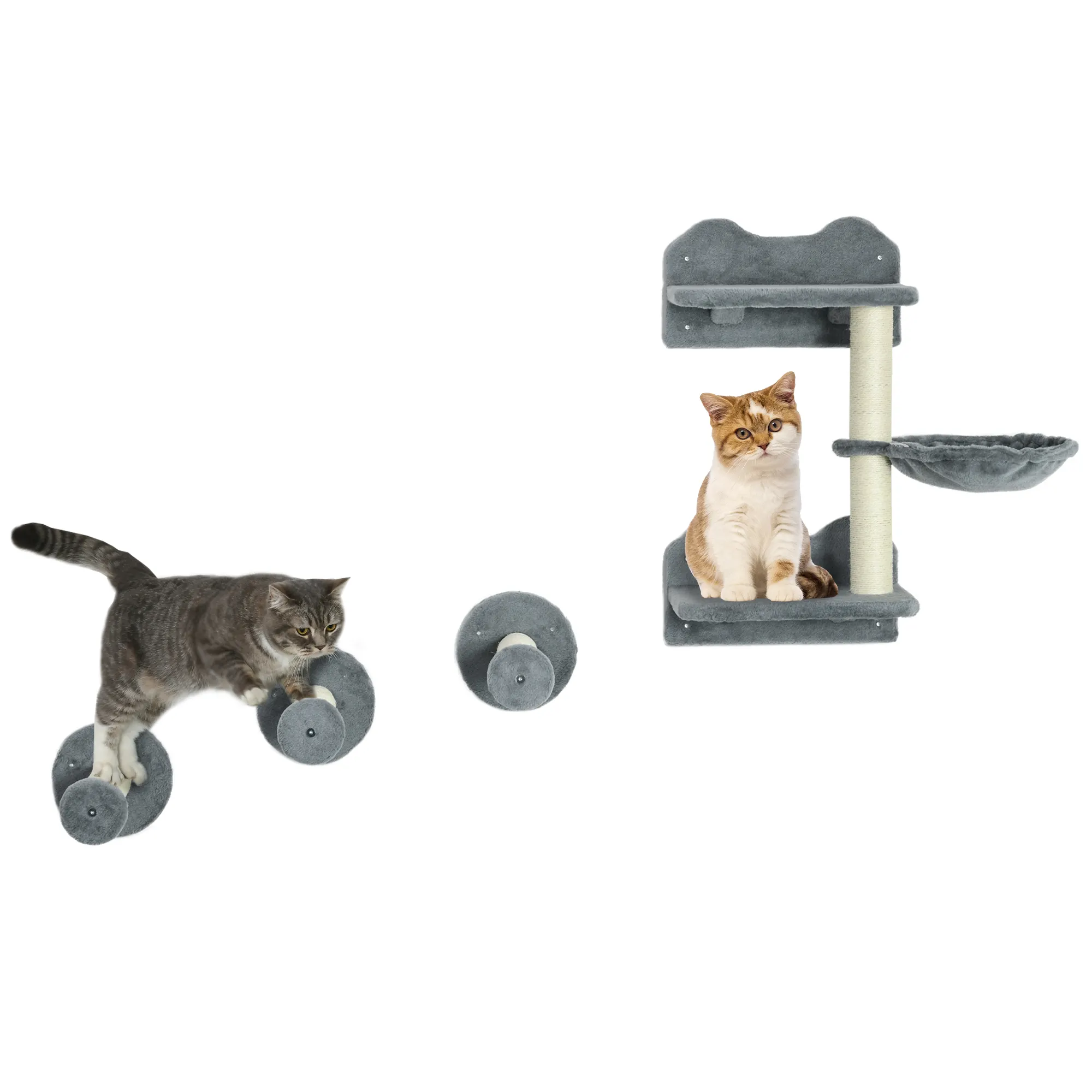 Cat Shelf With Scratching Post, Wall-Mounted Tree