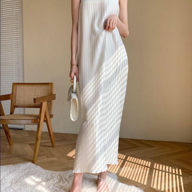 Seaside Resort Beach Collarbone One Shoulder Dress White - Shop at LoveMi