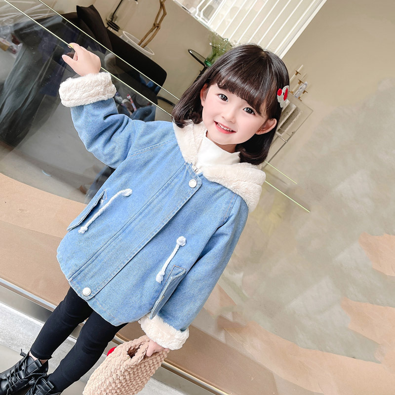 Girls' Denim Jacket Girls' Baby Plus Velvet Thickening — foto 5
