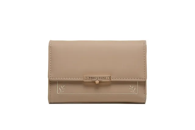Women's Fashion Simple Three Fold Buckle Zipper Coin Purse Orange - Shop at LoveMi